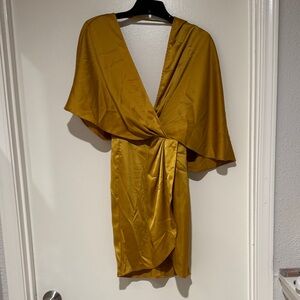 ASOS Elegant Mustard Kimono mini Wrap Dress